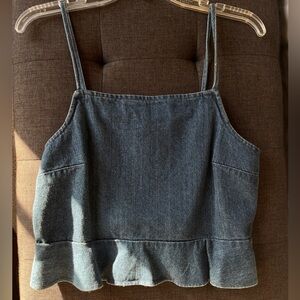 American Eagle Denim ruffle crop top.